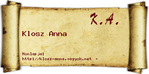 Klosz Anna névjegykártya